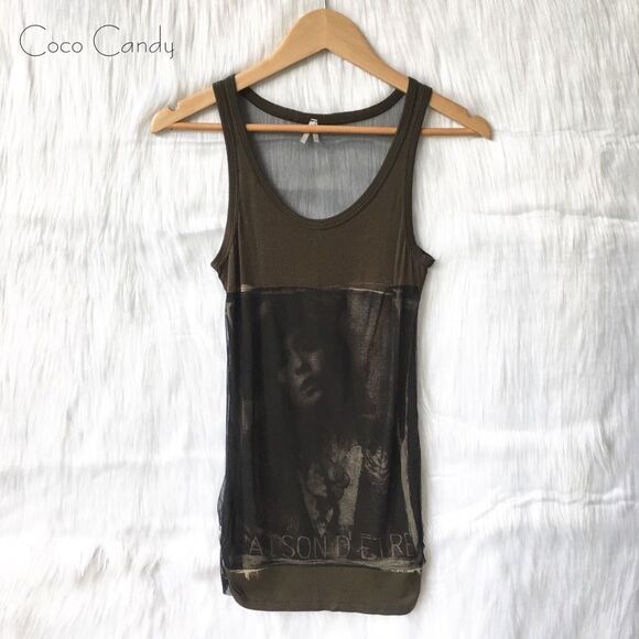 🔃Max Rave Green Sheer Graphic Tank Top - Picture 1 of 6